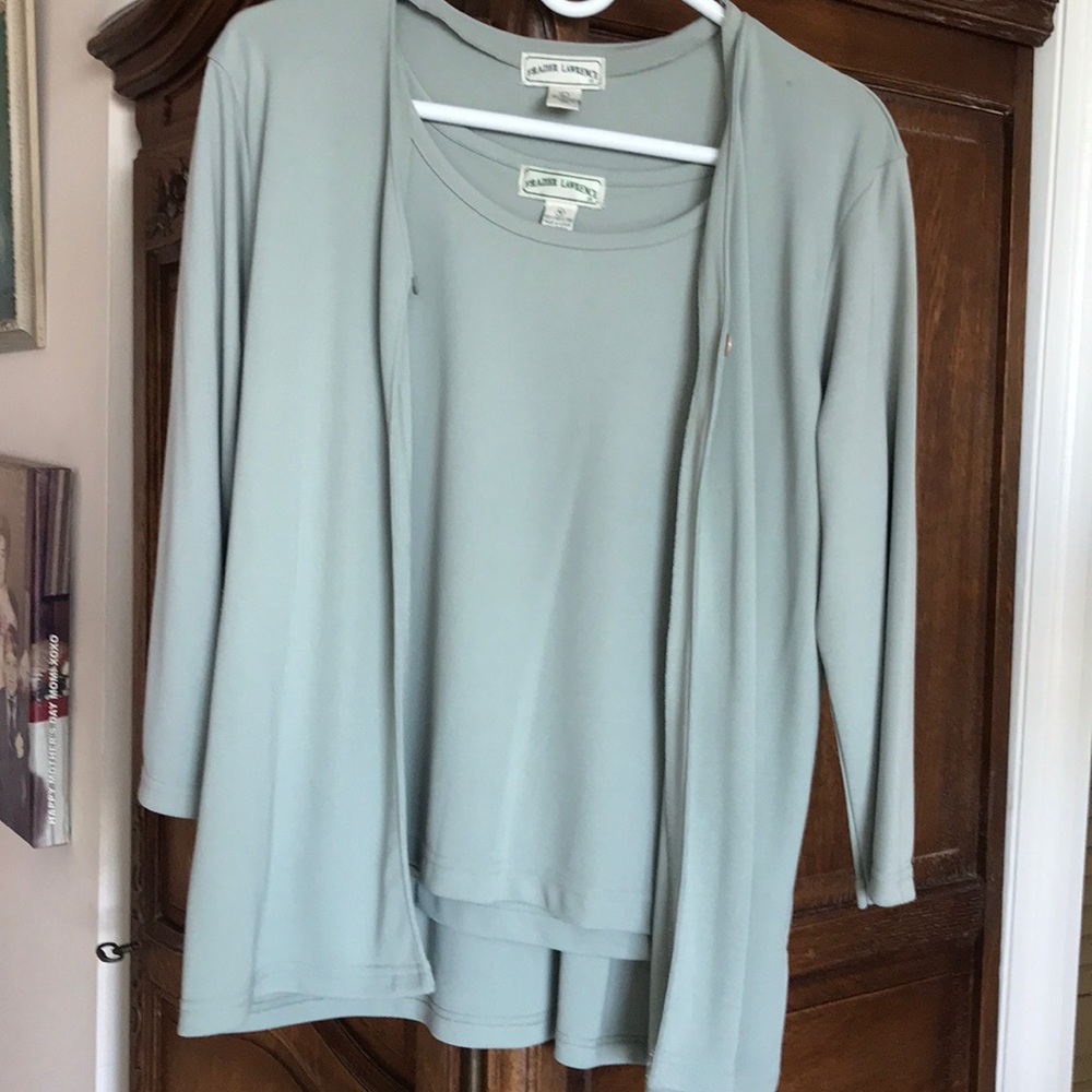 Frazier Lawrence Lime Green Skirt Set! Skirt+ cardigan + tank. Large. Like New